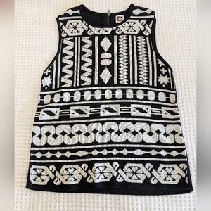 Anne Klein M Sleeveless Black/White Tunic Sweater With Back Zipper NWOT